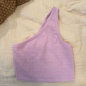 American Eagle Peplum Crop-Top one shoulder lavender